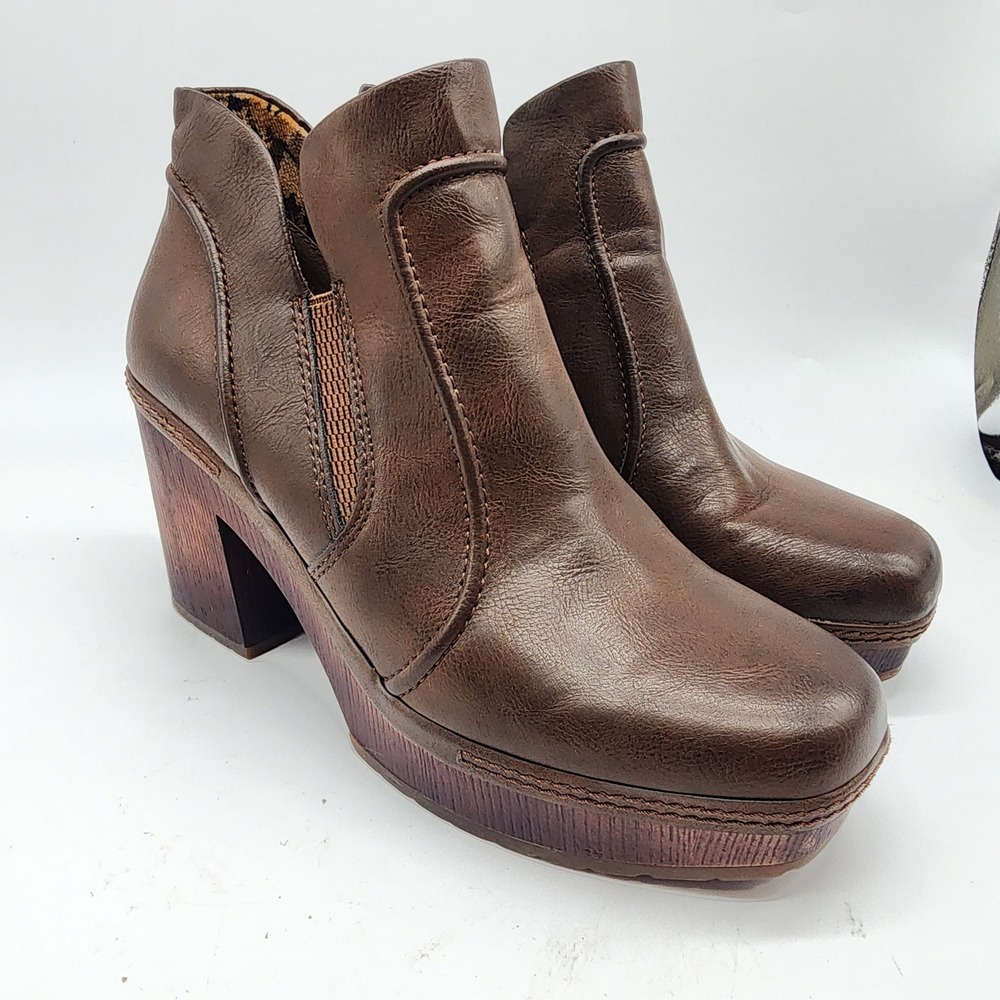 Kork's Robin Platform Ankle Booties Women's 8M Brown Retro Western Heel